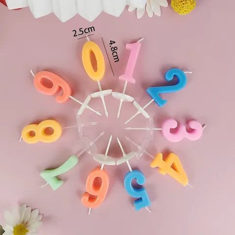 Colorful Number Birthday Cake Candles With Anti-Drip Tray Macaron Color Paraffin Wax Party Decoration For Birthday Celebration