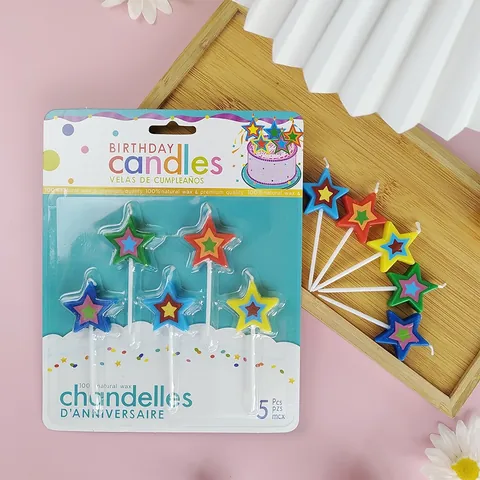 Velas de Cumpleaños Retro Estrella Vibrantes Multicolor Cara Sonriente Margarita Decoración de Pasteles para Fiesta Niños