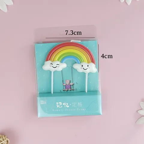 Creative Rainbow Cloud Smiley Birthday Cake Candles Cute Colorful Paraffin Candle Decoration For Children Birthday Party