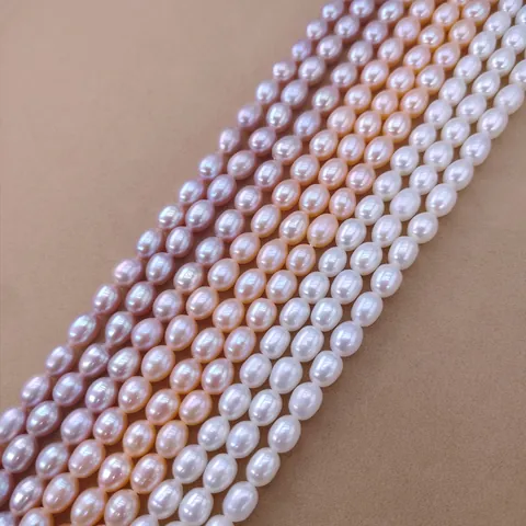 Hilos de Perlas de Agua Dulce Naturales de Gran Brillo para Accesorios de Fabricación de Joyas DIY Forma de Arroz Irregular