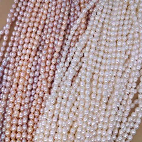 Hilos de Perlas de Agua Dulce Naturales de Gran Brillo para Accesorios de Fabricación de Joyas DIY Forma de Arroz Irregular