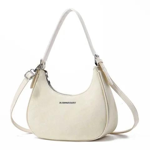 Women Casual Fashion Solid Color PU Crossbody Bag Half Moon Hobo Shoulder Bag With Adjustable Strap Lightweight Handbag Daily Tote
