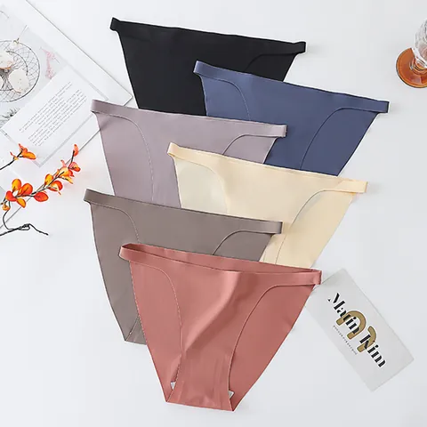 Perizoma da Donna Sexy in Seta di Ghiaccio Senza Cuciture a Vita Bassa in Cotone Antibatterico Intimo Bottom