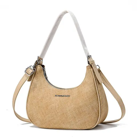Women Casual Fashion Solid Color PU Crossbody Bag Half Moon Hobo Shoulder Bag With Adjustable Strap Lightweight Handbag Daily Tote