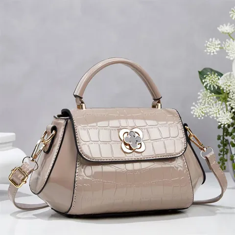 Sac Carré Petit pour Femmes en Cuir PU à Motif de Pierre Serrure Fleur Dorée Sac à Main Bandoulière Portable Décontracté