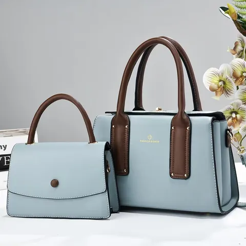 Bolso De Mano Y Cruzado De Cuero PU Vintage Occidental Para Mujer Bolso De Hombro Grande De Color Contrastado Para Uso Diario