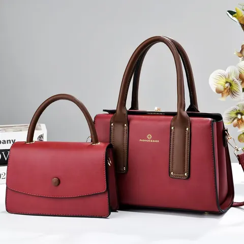 Bolso De Mano Y Cruzado De Cuero PU Vintage Occidental Para Mujer Bolso De Hombro Grande De Color Contrastado Para Uso Diario