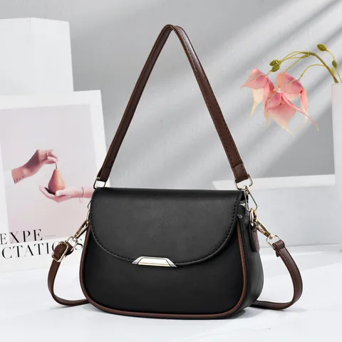 Minimalist Women PU Leather Crossbody Bag Fashion Solid Color Underarm Shoulder Bag Versatile Casual Mini Saddle Purse