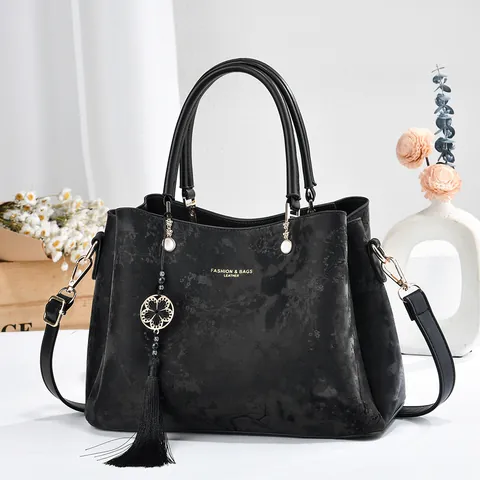 Women's PU Leather Handbag Fashion Elegant Marble Pattern Tassel Pendant Top Handle Shoulder Crossbody Bag Casual Daily Office Tote