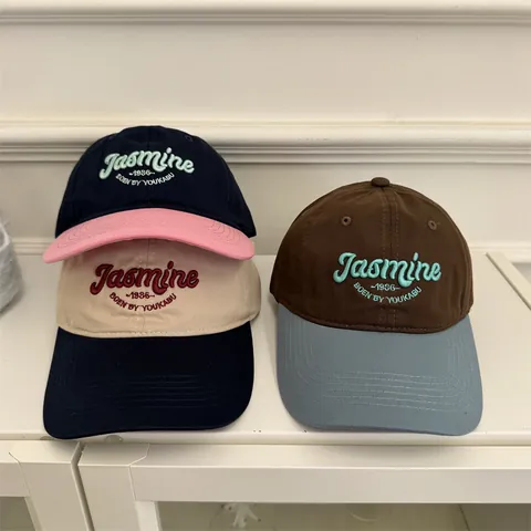 Women Colorblock Letter Embroidered Baseball Cap Vintage Adjustable Sun Protection Soft Top Polyester Dad Hat Outdoor Summer Sport Headwear