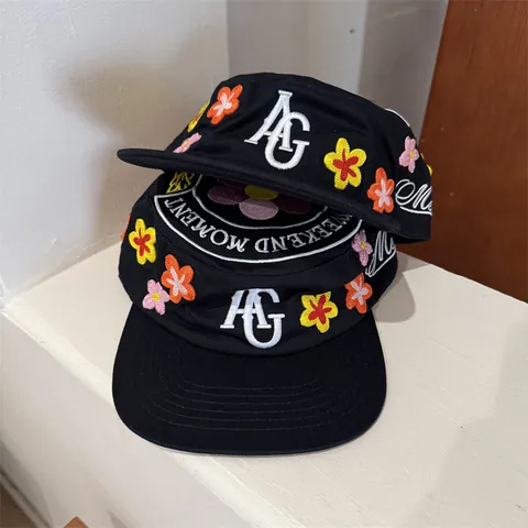 Korean Niche Embroidered Flower Flat Top Baseball Cap For Men Women Wide Brim Sunshade Pillbox Hat Fashion Adjustable Hat