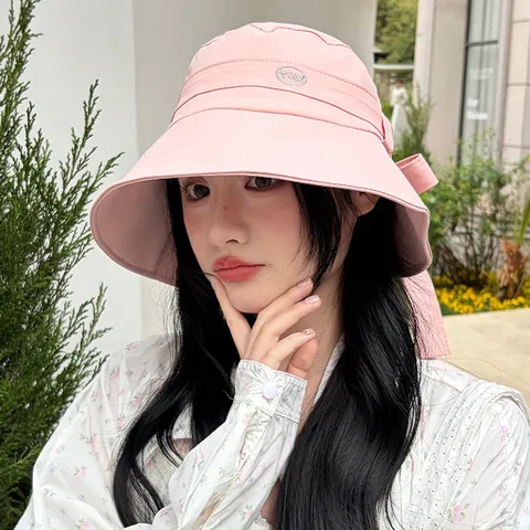 Sombrero de Sol de Verano para Mujer Protección UV Ala Ancha Sombrero de Pescador Visera de Ciclismo Con Lazo Poliéster