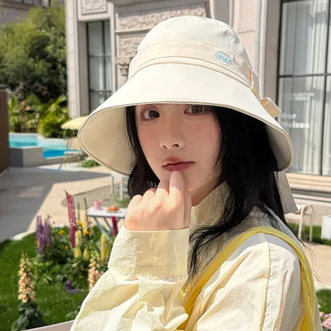 Sombrero de Sol de Verano para Mujer Protección UV Ala Ancha Sombrero de Pescador Visera de Ciclismo Con Lazo Poliéster