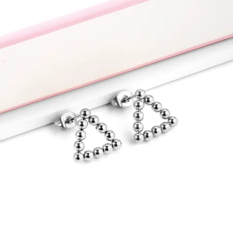 Boucles d'Oreilles Clous Géométriques Ajourées en Acier Inoxydable pour Femme Minimaliste Croix Triangle Carré Plaquées Or Argent