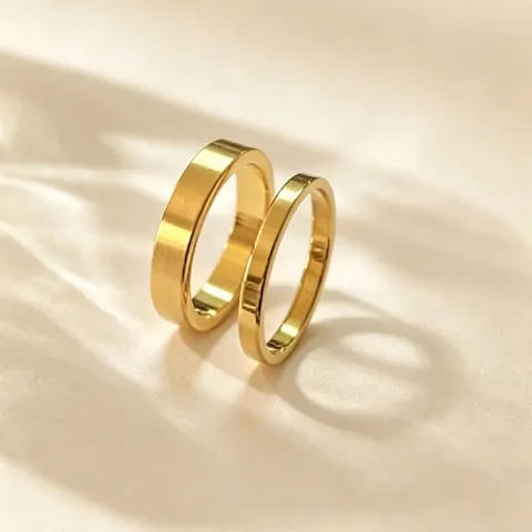 Minimalist Titanium Steel Smooth Surface Plain Ring For Women Couple Matching Band Gold Color Polished Circle Finger Ring Fashion Jewelry Gift