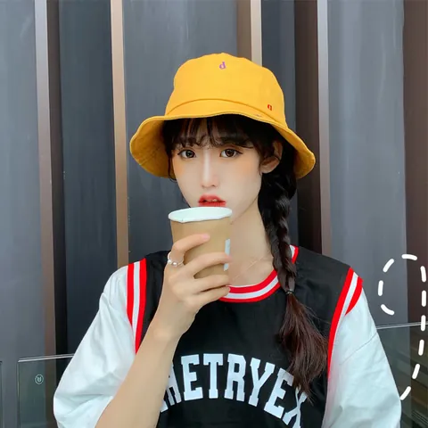 Sombrero de Pescador de Algodón Bordado con Letras de Estilo Dulce Coreano para Mujer Aire Libre Verano Protector Solar a Prueba de Viento Bucket Hat Casual