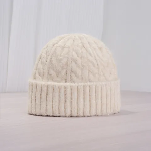 Damen Zopfstrick Beanie Winter Warm Einfarbig Strickmütze Koreanischer Stil Einfache Beanie Outdoor Winddichte Wollmütze Zubehör