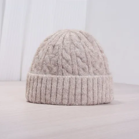 Damen Zopfstrick Beanie Winter Warm Einfarbig Strickmütze Koreanischer Stil Einfache Beanie Outdoor Winddichte Wollmütze Zubehör
