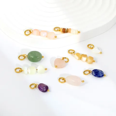Minimalistischer Edelstahl Anhänger Charm Für Damen DIY Schmuckherstellung Herz Oval Sonnenblume Naturstein Metallaccessoires