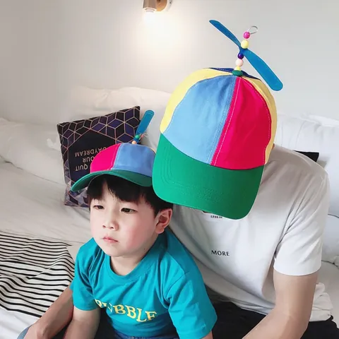 Novelty Propeller Baseball Cap Color Block Sun Hat With Rotating Bamboo Dragonfly For Kids And Adults Summer Outdoor Fun Cap