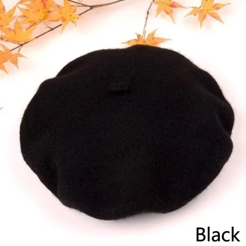 Kids Cute Rabbit Hair Blend Beret Hat Korean Style Painter Hat Solid Color Warm Casual Winter Cap For Children