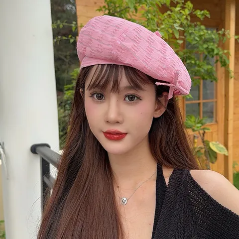 Boina de Estilo Japonés Ins Vintage con Bordes Deshilachados Para Mujer Sombrero de Pintor Retro de Textura Sólida con Lazo Accesorios Streetwear