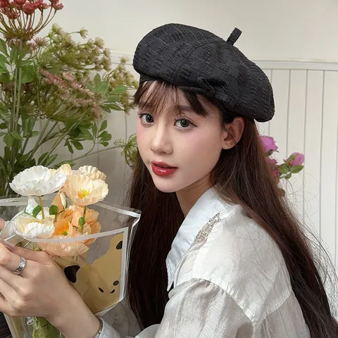 Boina de Estilo Japonés Ins Vintage con Bordes Deshilachados Para Mujer Sombrero de Pintor Retro de Textura Sólida con Lazo Accesorios Streetwear