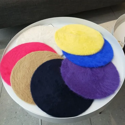 Women Korean Style Rabbit Hair Beret Hat Autumn Winter Warm Knitted Painter Artist Hat Solid Color Fashion Plush Headwear