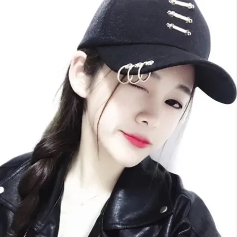 Casquette de Baseball en Polyester Style Coréen Avec Anneaux Métalliques Aspect Soie Chapeau de Soleil Pour Hommes Femmes Décontracté Réglable