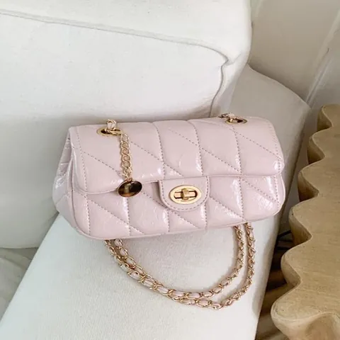Vintage Doorgestikte Ruit Ketting Crossbody Tas Voor Dames Luxe PU Leer Kleine Vierkante Schoudertas Met Flap Dagelijkse Handtas