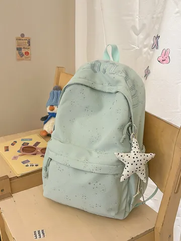 Nylon Star Print Backpack For Women Waterproof Travel School Bag Fashion Embroidery Laptop Backpack Casual Rucksack