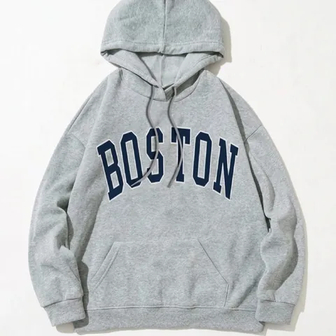 Sudadera con Capucha de Felpa Suelta para Mujer Estampado de Letras Jersey de Manga Larga Otoño Invierno Top Casual
