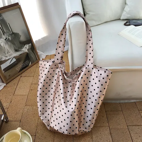 Γυναικεία Τσάντα Tote από Νάιλον Πουά Casual Μεγάλη Χωρητικότητα Αντίθεση Χρωμάτων Τσάντα Ώμου Καλλιτεχνικό Βίντατζ Ανοιχτή Τσάντα Ψωνίσματος