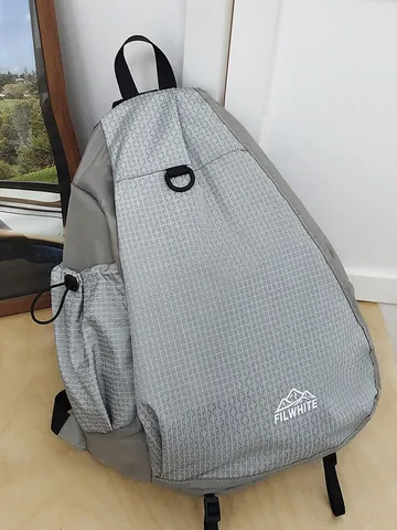 Large Capacity Outdoor Crossbody Bag For Men Women Lightweight Nylon Hiking Travel Sling Bag Grid Pattern Mountaineering Bag