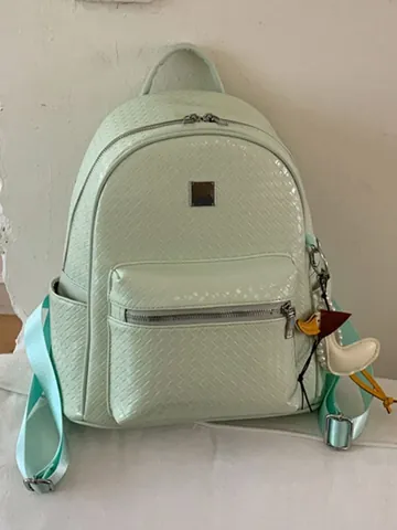 Zaino Vintage in Pelle PU Trama Intrecciata Grande Capacità Borsa da Scuola per Donna Studenti Pendolare Viaggio Quotidiano