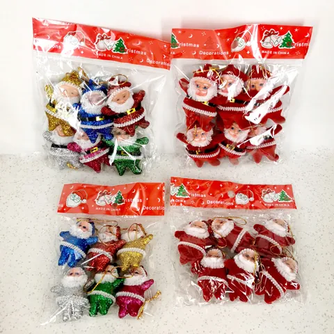 Weihnachtsmann Ornamente Glitzer Rot Beflockt Kunststoff Anhänger Für Weihnachtsbaum Feiertag Party Deko