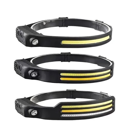 Outdoor Silicone COB LED Headlamp With Motion Sensor USB Rechargeable Waterproof Light For Running Fishing Camping Hiking