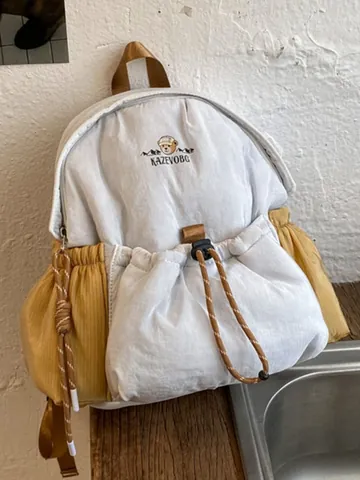 Mochila Casual para Mujer Poliéster Acolchado Cordón Mochila Moda Patrón Oso Viaje Daypack Viaje al Trabajo Bolso de Hombro