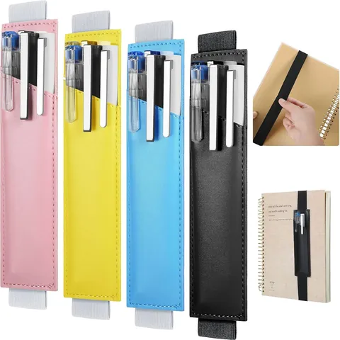 Porte-Stylo Élastique en Cuir PU Étui Réglable pour Carnet Journal Pochette à Stylo Portable Anti-Saleté Accessoires de Papeterie