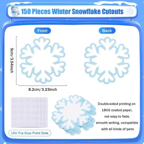 Winter Snowflake Bulletin Board Cutouts Paper Classroom Wall Decor Blank Name Tags For Christmas Party School Home Decoration