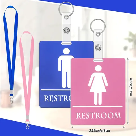 Pase de Baño de PVC Pase de Pasillo Con Cordón Y Llavero Retráctil para Oficina Escolar Estilo Simple Porta Credencial