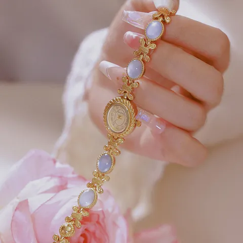 Reloj de Pulsera Vintage para Mujer Reloj de Cuarzo de Aleación de Lujo Incrustación de Concha de Abulón Natural Strass Reloj Elegante para Mujer FA1920