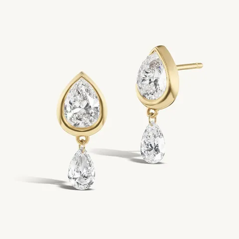 925 Sterling Silver Waterdrop Zirconia Stud Earrings For Women Vintage Luxury Gold Plated Water Drop Dangle Earring Jewelry