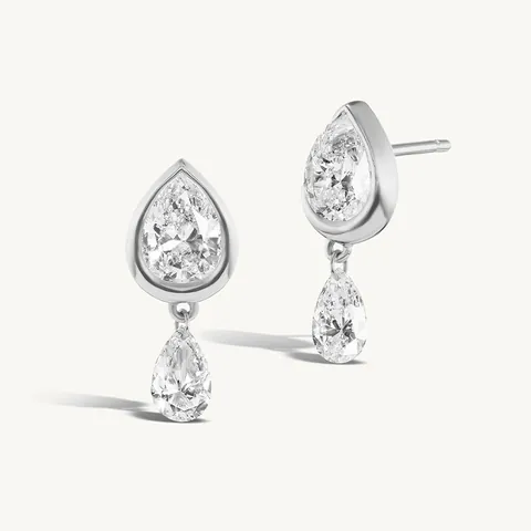 925 Sterling Silver Waterdrop Zirconia Stud Earrings For Women Vintage Luxury Gold Plated Water Drop Dangle Earring Jewelry