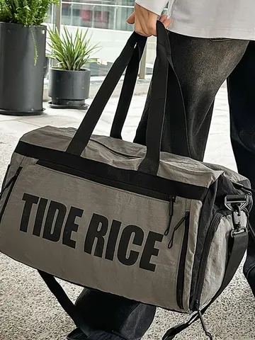 Fashion Women Nylon Tote Bag Large Capacity Travel Duffel Bag For Fitness Sports Casual Shoulder Handbag Letter Print