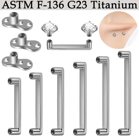 G23 Titanium Dermal Anchor Base Surface Bar Internal Thread Skin Piercing Jewelry Accessory ASTM F-136 Implant Grade Professional Piercing Part