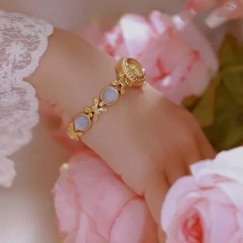 Reloj de Pulsera Vintage para Mujer Reloj de Cuarzo de Aleación de Lujo Incrustación de Concha de Abulón Natural Strass Reloj Elegante para Mujer FA1920
