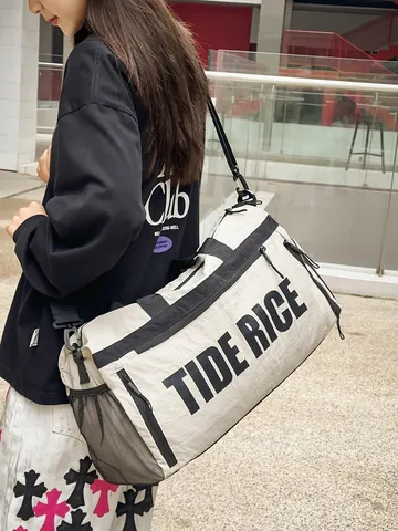 Fashion Women Nylon Tote Bag Large Capacity Travel Duffel Bag For Fitness Sports Casual Shoulder Handbag Letter Print