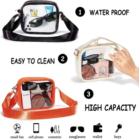 Borsa a Tracolla da Donna in PVC Trasparente Piccola Borsa a Spalla Impermeabile Con Cinturino Regolabile per Sport Quotidiano