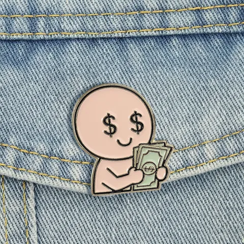 Lustige Cartoon Dollarzeichen Mann Emaille Brosche Pin Geldliebhaber Metall Abzeichen Kreative Persönlichkeit Legierung Brosche Für Kleidung Rucksack Unisex